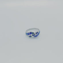 Load and play video in Gallery viewer, Sterling Silver Blue Synthetic Opal Marquise Bypass Ring
