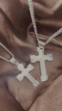 Load and play video in Gallery viewer, 925 Sterling Silver Inside Line Cross Pendant 2 Sizes (0.95in Or 1.2in)
