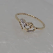 Load and play video in Gallery viewer, 14K Yellow Gold Interlocked Double Hearts with CZ Ring
