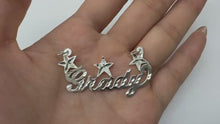 Load and play video in Gallery viewer, Sterling Silver Personalized Custom Handmade Diamond Cut Name Pendant Charm with Stars
