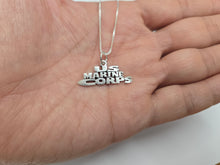 Load image into Gallery viewer, 925 Sterling Silver US Marine Corps Word Necklace with 18 Inch Long Box Chain
