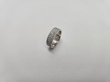 Load image into Gallery viewer, 925 Sterling Silver Micro Pave 3-Row CZ Eternity Band Ring 1/4 Inch (6mm) Wide

