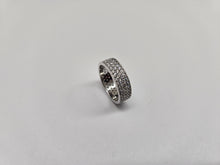 Load image into Gallery viewer, 925 Sterling Silver Micro Pave 3-Row CZ Eternity Band Ring 1/4 Inch (6mm) Wide
