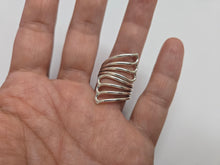 Load image into Gallery viewer, Sterling Silver Wire Wrap Ring Women Long Fan Bypass Handmade 1 1/2 inch Long

