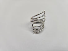 Load image into Gallery viewer, Sterling Silver Wire Wrap Ring Women Long Fan Bypass Handmade 1 1/2 inch Long
