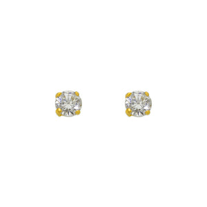 14K Yellow White Gold CZ Cubic Zirconia  2mm~9mm with Screw Back Stud Earrings