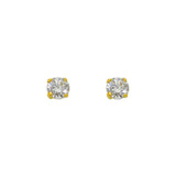 14K Gold CZ Stud Earrings with Basket Setting