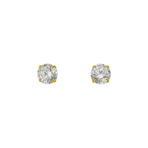 14K Yellow White Gold CZ Cubic Zirconia  2mm~9mm with Screw Back Stud Earrings