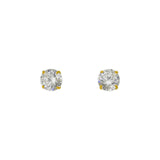 14K Gold CZ Stud Earrings with Basket Setting