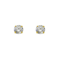 14K Gold CZ Stud Earrings with Basket Setting