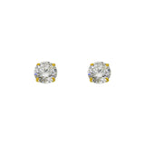 14K Gold CZ Stud Earrings with Basket Setting