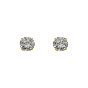 14K Yellow White Gold CZ Cubic Zirconia  2mm~9mm with Screw Back Stud Earrings