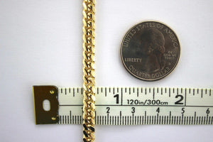 14K Yellow Gold Solid Miami Cuban Chain