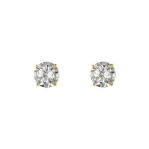 14K Yellow White Gold CZ Cubic Zirconia  2mm~9mm with Screw Back Stud Earrings