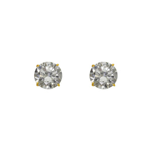 14K Yellow White Gold CZ Cubic Zirconia  2mm~9mm with Screw Back Stud Earrings