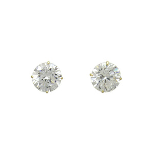 14K Yellow White Gold CZ Cubic Zirconia  2mm~9mm with Screw Back Stud Earrings