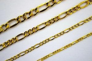 14K Yellow Gold Hollow Figaro Chain