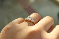 14K Yellow Gold Ring with Square CZ