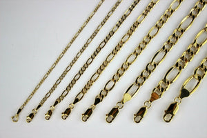 14K Yellow Gold Hollow Figaro Chain