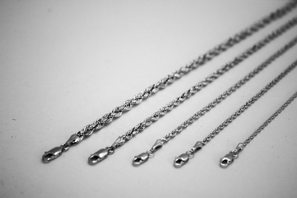 10K White Gold Solid Rope Chain