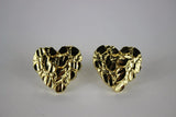 10K Yellow Gold Diamond Cut Heart Nugget Stud Earrings