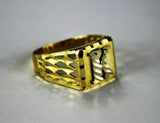 14K Two Tone Gold Initial Letter Plate Ring