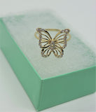 10K Yellow Gold Big Butterfly with CZ Ring