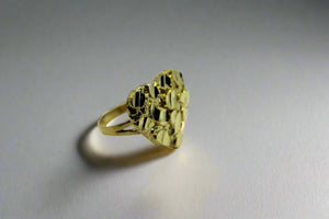 10K Solid Yellow Gold Heart Nugget Ring