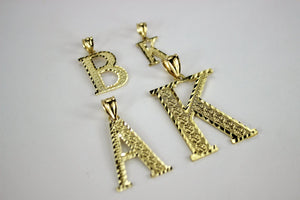 10K Yellow Gold Diamond Cut Initial Letter A-Z Pendant