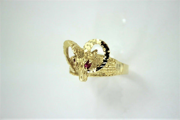 10K Solid Yellow Gold Ram Ring