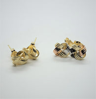 14K Yellow Tri-Color Gold Pinwheel Stud Earrings