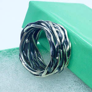 925 Sterling Silver Heavy Solid Wrapped Wire Ring