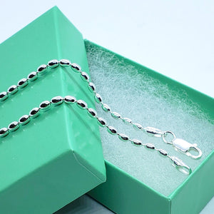 925 Sterling Silver Oval Pallini Bead Ball Chain