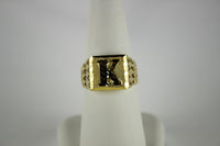 10K Two Tone Initial Letter Plate Ring