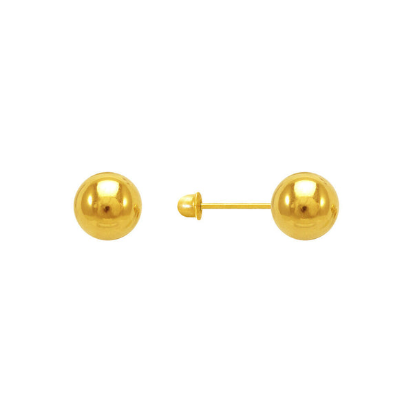 14K Yellow White Gold Polished Round Ball Stud Earrings