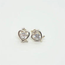 Load image into Gallery viewer, 925 Sterling Silver Small Heart Earring with CZ
