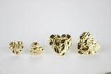 10K Yellow Gold Diamond Cut Heart Nugget Stud Earrings