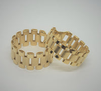 10K Yellow Gold Rectangular Brick Ring