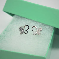 925 Sterling Silver Butterfly Wings Earring with CZ