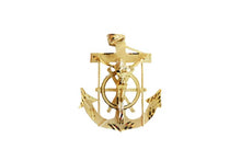 Load image into Gallery viewer, 10K Yellow Gold Diamond Cut Jesus Crucifix Anchor Mariner Pendant
