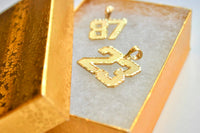 10K Yellow Gold Diamond Cut Two-Digit Number Pendant