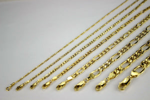 14K Yellow Gold Hollow Figaro Chain