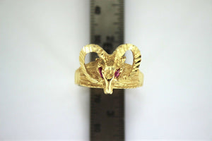 10K Solid Yellow Gold Ram Ring