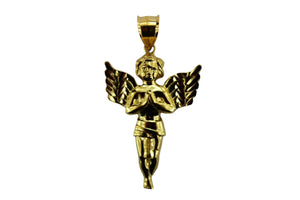 10K Yellow Gold Diamond Cut Angel Pendant