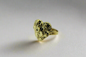 10K Solid Yellow Gold Heart Nugget Ring