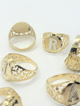 Load image into Gallery viewer, 10K Solid Yellow Gold Round Initial Letter Signet Ring
