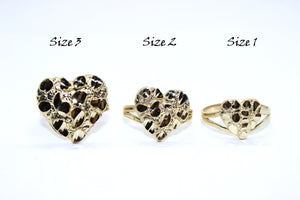 10K Solid Yellow Gold Heart Nugget Ring