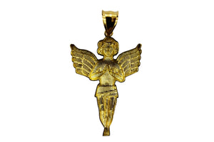 10K Yellow Gold Diamond Cut Angel Pendant