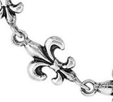 925 Sterling Silver Fleur De Lis French Lily Bracelet Anklet