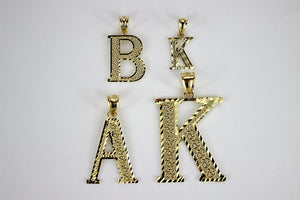 10K Yellow Gold Diamond Cut Initial Letter A-Z Pendant